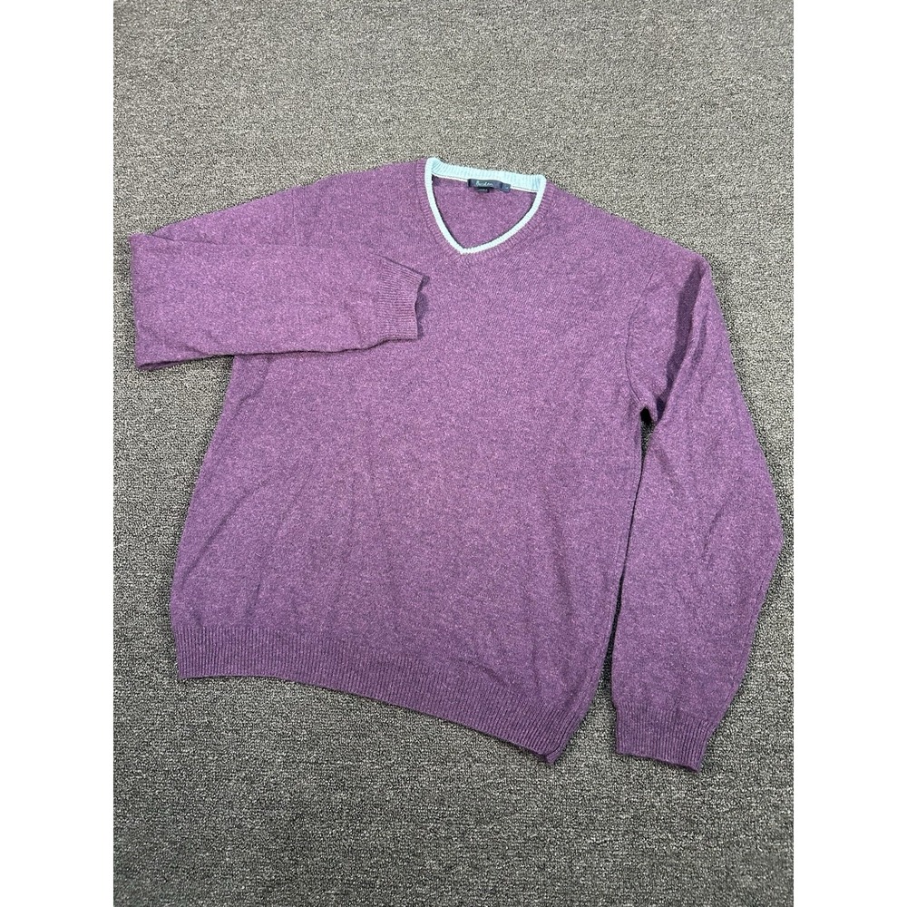 Boden Sweater Men's Large‎ Purple Pullover 100% Lambswool Preppy V-Neck Casual